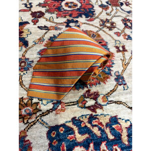 XMI Collection Orange Gold Blue Striped Silk Tie Handmade in England